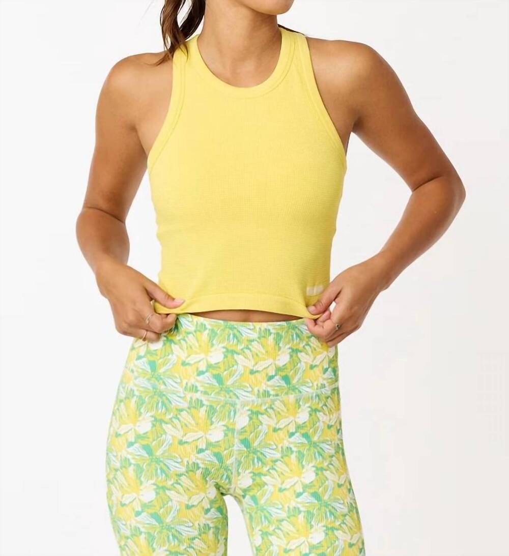 NEW CREAM YOGA mia high neck built-in bra tank top in lemon